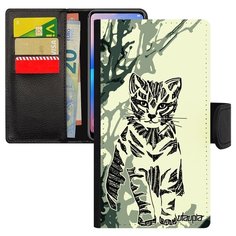 Чехол-книжка на смартфон Ксиаоми Ми 8 Лайт французский дизайн Кот Бенгальский Котенок Utaupia