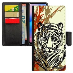 Чехол книжка на смартфон Samsung Galaxy A50 французский дизайн Тигр Tiger Тайга Utaupia