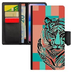 Чехол книжка на смартфон Самсунг Галакси S7 Эйдж оригинальный дизайн Тигр Африка Зверь Utaupia