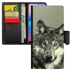 Чехол-книжка на смартфон Хуавей P30 Лайт уникальный дизайн Дикий волк Wolf Одинокий Utaupia