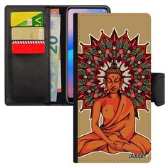 Чехол книжка на смартфон Huawei P30 Lite оригинальный дизайн Будда Статуя Buddha Utaupia