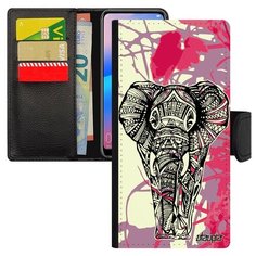 Чехол книжка на смартфон Huawei P30 Lite оригинальный дизайн Слон Elephant Африканский Utaupia