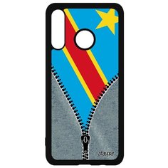 Чехол на смартфон Huawei P30 Lite, "Флаг Конго Киншаса на молнии" Страна Туризм Utaupia