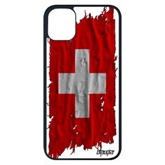 Чехол на смартфон iPhone 11 pro max, "Флаг Швейцарии на ткани" Патриот Utaupia