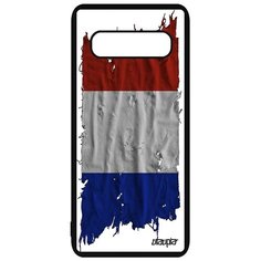 Чехол на смартфон Samsung Galaxy S10, "Флаг Франции на ткани" Государственный Патриот Utaupia