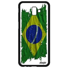 Чехол на смартфон Galaxy J6 Plus 2018, "Флаг Бразилии на ткани" Государственный Патриот Utaupia