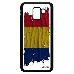 Чехол на смартфон Galaxy J6 2018, "Флаг Румынии на ткани" Страна Государственный Utaupia