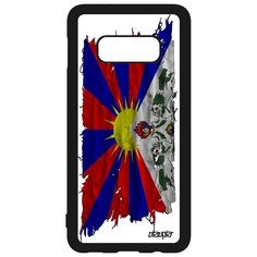 Чехол на смартфон Samsung Galaxy S10e, "Флаг Тибета на ткани" Патриот Государственный Utaupia