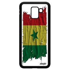 Чехол на смартфон Galaxy J6 2018, "Флаг Сенегала на ткани" Патриот Государственный Utaupia