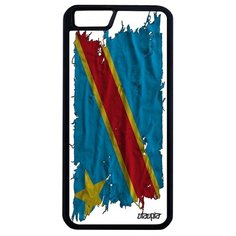 Чехол на смартфон iPhone 6 6S Plus, "Флаг Конго Киншаса на ткани" Страна Патриот Utaupia
