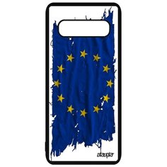 Чехол на смартфон Samsung Galaxy S10 Plus, "Флаг Европы на ткани" Государственный Страна Utaupia