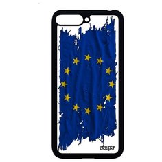 Чехол на смартфон Huawei Y6 2018, "Флаг Европы на ткани" Государственный Страна Utaupia