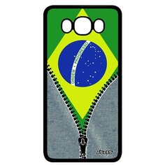 Чехол на смартфон Samsung Galaxy J7 2016, "Флаг Бразилии на молнии" Туризм Государственный Utaupia