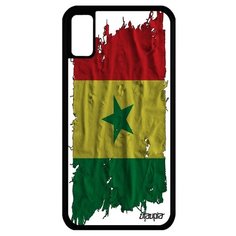 Чехол на смартфон iPhone X, "Флаг Сенегала на ткани" Патриот Страна Utaupia