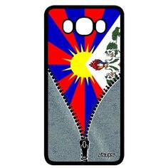Чехол на смартфон Samsung Galaxy J7 2016, "Флаг Тибета на молнии" Патриот Страна Utaupia