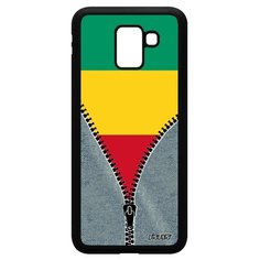 Чехол на смартфон Samsung Galaxy J6 2018, "Флаг Гвинеи на молнии" Страна Патриот Utaupia