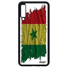 Чехол на смартфон Galaxy A7 2018, "Флаг Сенегала на ткани" Государственный Страна Utaupia