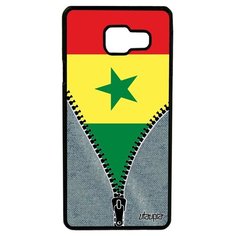Чехол на смартфон Samsung Galaxy A3 2016, "Флаг Сенегала на молнии" Государственный Туризм Utaupia