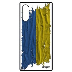 Чехол на смартфон Samsung Galaxy Note 10, "Флаг Украины на ткани" Страна Патриот Utaupia