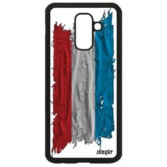 Чехол на смартфон Samsung Galaxy A6 Plus 2018, "Флаг Люксембурга на ткани" Государственный Utaupia
