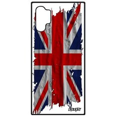 Чехол на смартфон Galaxy Note 10 Plus, "Флаг английский на ткани" Страна Государственный Utaupia