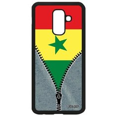 Чехол на смартфон Samsung Galaxy A6 Plus 2018, "Флаг Сенегала на молнии" Путешествие Страна Utaupia