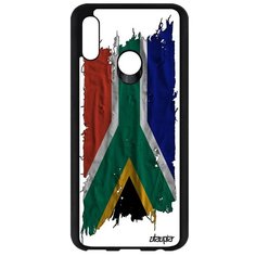 Чехол на смартфон Huawei P Smart 2019, "Флаг Южной Африки на ткани" Страна Государственный Utaupia