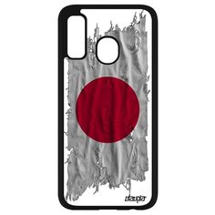 Чехол на смартфон Galaxy A40, "Флаг Японии на ткани" Государственный Патриот Utaupia