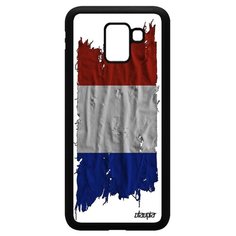Чехол на смартфон Samsung Galaxy J6 2018, "Флаг Франции на ткани" Патриот Страна Utaupia