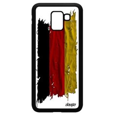 Чехол на смартфон Galaxy J6 2018, "Флаг Германии на ткани" Государственный Патриот Utaupia