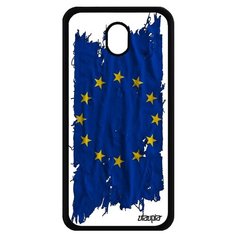 Чехол на смартфон Galaxy J7 2017, "Флаг Европы на ткани" Государственный Страна Utaupia