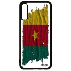 Чехол на смартфон Galaxy A70, "Флаг Камеруна на ткани" Государственный Патриот Utaupia