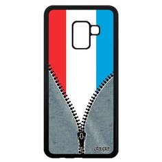 Чехол на смартфон Galaxy A8 2018, "Флаг Люксембурга на молнии" Страна Путешествие Utaupia