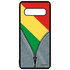 Чехол на смартфон Samsung Galaxy S10 Plus, "Флаг Конго Браззавиль на молнии" Страна Utaupia