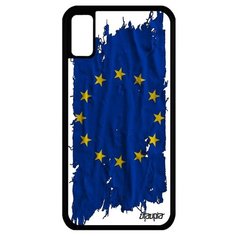 Чехол на смартфон iPhone X, "Флаг Европы на ткани" Государственный Utaupia