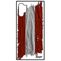 Чехол на смартфон Samsung Galaxy Note 10 Plus, "Флаг Австрии на ткани" Страна Utaupia