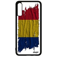 Чехол на смартфон Galaxy A70, "Флаг Румынии на ткани" Патриот Государственный Utaupia