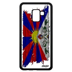 Чехол на смартфон Galaxy A8 2018, "Флаг Тибета на ткани" Страна Государственный Utaupia