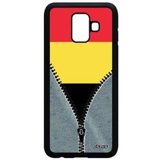 Чехол на смартфон Samsung Galaxy A6 2018, "Флаг Бельгии на молнии" Государственный Страна Utaupia