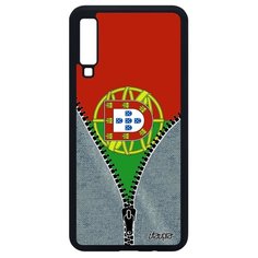 Чехол на смартфон Samsung Galaxy A7 2018, "Флаг Португалии на молнии" Туризм Государственный Utaupia