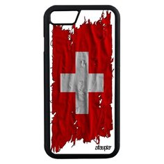 Чехол на смартфон iPhone 8, "Флаг Швейцарии на ткани" Государственный Страна Utaupia