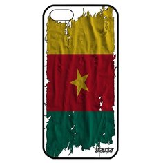 Чехол на смартфон iPhone 5 5S SE, "Флаг Камеруна на ткани" Государственный Патриот Utaupia