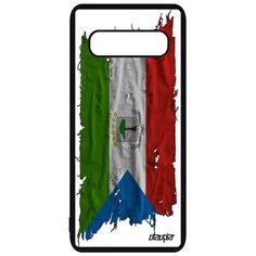 Чехол на смартфон Samsung Galaxy S10, "Флаг Гвинеи Экваториальной на ткани" Патриот Utaupia