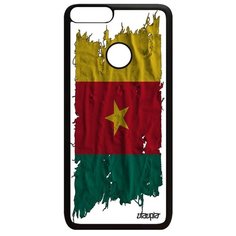 Чехол на смартфон P Smart 2018, "Флаг Камеруна на ткани" Страна Utaupia
