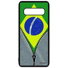 Чехол на смартфон Samsung Galaxy S10, "Флаг Бразилии на молнии" Патриот Страна Utaupia