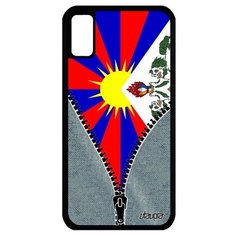 Чехол на смартфон iPhone X, "Флаг Тибета на молнии" Государственный Патриот Utaupia