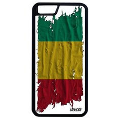 Чехол на смартфон iPhone 6 6S Plus, "Флаг Гвинеи на ткани" Государственный Страна Utaupia