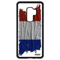 Чехол на смартфон Samsung Galaxy S9 Plus, "Флаг Франции на ткани" Государственный Патриот Utaupia