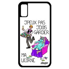 Чехол на смартфон iPhone X, "Не могу - сижу с единорогом!" Анекдот Комикс Utaupia