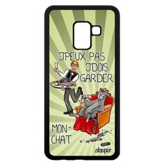 Чехол на смартфон Samsung Galaxy A8 2018, "Не могу - сижу с котом!" Карикатура Юмор Utaupia